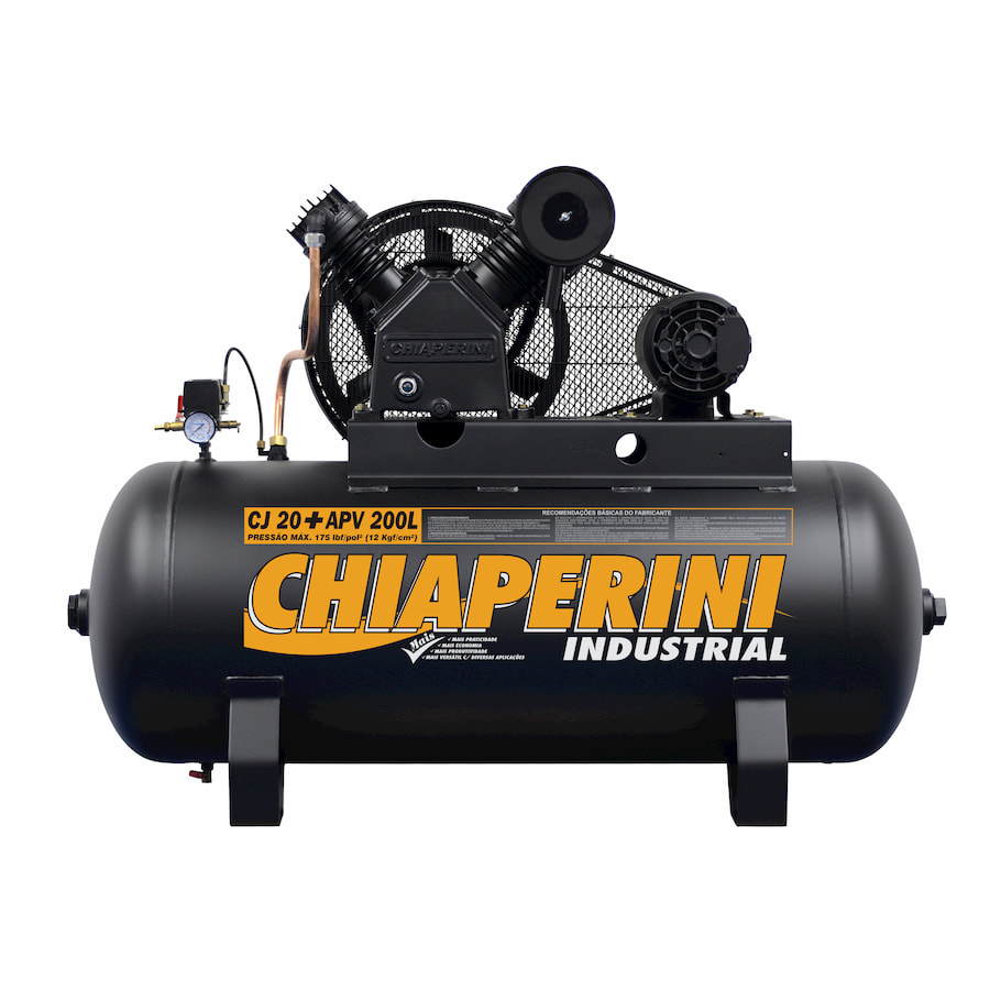 Compressor de ar alta pressão 20 pcm 200 litros - Chiaperini CJ 20+ APV 200L